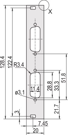 nVent SCHROFF 30118 Series Aluminium Front Panel, 128.4 x 19.98mm [30118345]; 287-9837