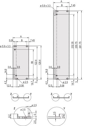 nVent SCHROFF 30848 Series Aluminium Front Panel, 261.8 x 50.5mm [30848473]; 287-9879