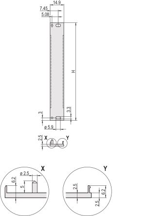 nVent SCHROFF 30849 Series Aluminium Front Panel, 128.4 x 14.9mm [30849004]; 287-9881