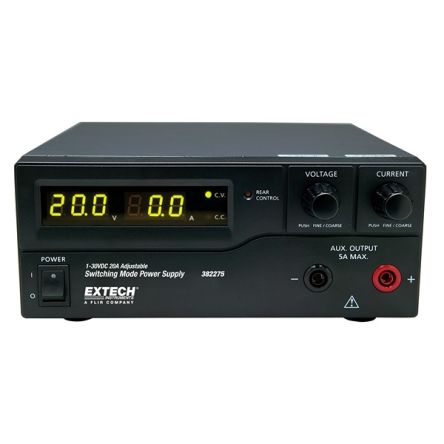 Extech Power Supply, 382275, 1 → 30V, 1 → 20A, 600W, 1 Output, 120V ac Input Voltage [382275]; 288-0141