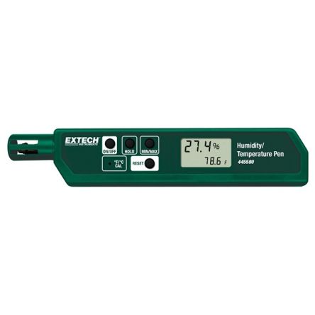 Extech 445580-NIST Pen Digital Thermohygrometer, ±5 % Accuracy, +122°F Max, 90%RH Max [445580]; 288-0187