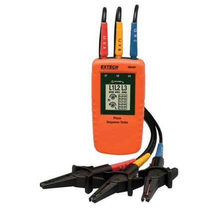 Extech 480400 Phase Rotation Tester, CAT III 600V, 400Hz Max, 600V ac Max [480400]; 288-0217
