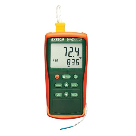 Extech EA11A Handheld Thermometer for Temperature measurement Use, K Probe, 1 Input(s), +1999°F Max, ±0.3 % Accuracy [EA11A]; 288-0258