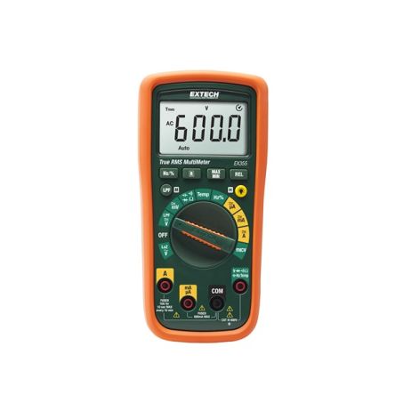 Extech EX355 LCD Multimeter, 10A ac Max, 10A dc Max, 600V ac Max [EX355]; 288-0286