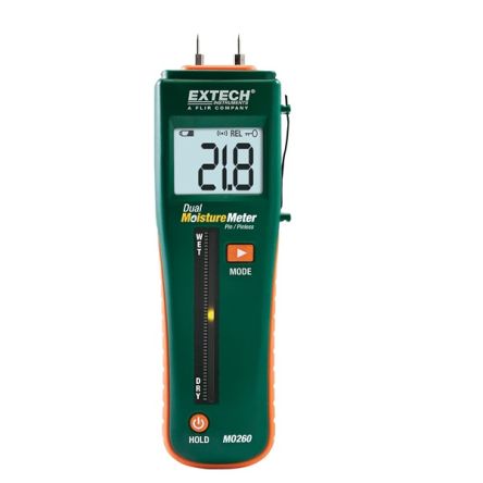 Extech MO260 Moisture Meter, 94.8% Max, Backlit Digital LCD Display, Battery-Powered [MO260]; 288-0346