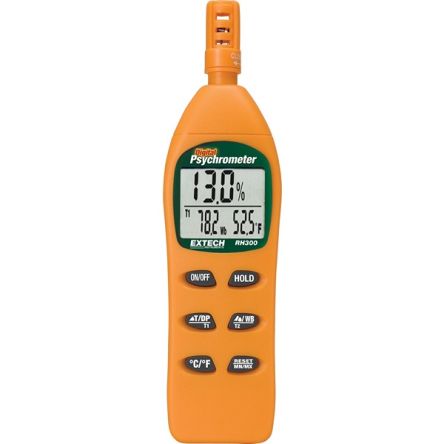Extech RH300 Psychrometer, 158°F Max, ±1.8 °F Accuracy, Digital Display, Battery-Powered [RH300]; 288-0395
