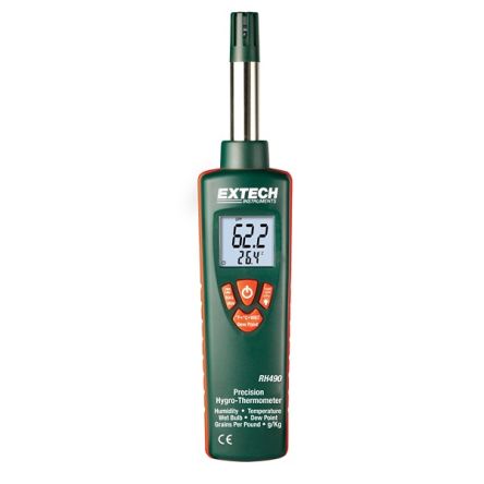 Extech RH490 Handheld Thermohygrometer, ±2 %RH Accuracy, +199°F Max, 100%RH Max [RH490]; 288-0405