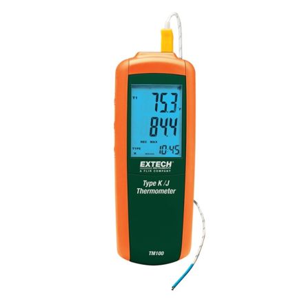 Extech TM100 Handheld Thermometer for Temperature measurement Use, J, K Probe, 1 Input(s), +1372°C Max, ±0.15 % Accuracy [TM100]; 288-0440