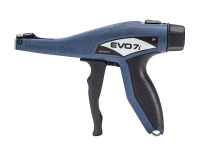 HellermannTyton EVO7iSP Cable Tie Gun, 2.5 → 4.8mm Capacity [110-77002 EVO7ISP-MET/PL-BU]; 288-0452