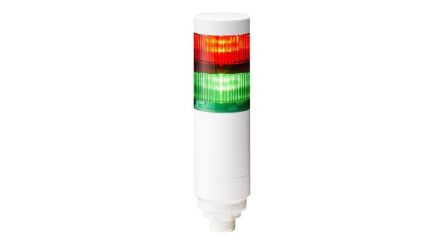 Patlite LR Series Multicolour Signal Tower, 2 Lights, 24 V dc, Nut Mounted [LR6-202WCNW-RG+FB295]; 288-1094