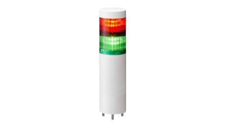 Patlite LR Series Multicolour Signal Tower, 2 Lights, 24 V dc, Direct Mount [LR6-202WMNW-RG+FB295]; 288-1096
