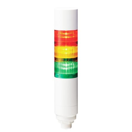 Patlite LR Series Multicolour Buzzer Signal Tower, 2 Lights, 24 V dc, Nut Mounted [LR6-302WCBW-RYG+FB295]; 288-1097