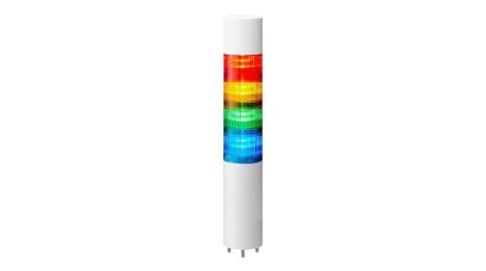 Patlite LR Series Multicolour Buzzer Signal Tower, 4 Lights, 24 V dc, Direct Mount [LR6-402WMBW-RYGB+FB295]; 288-1104