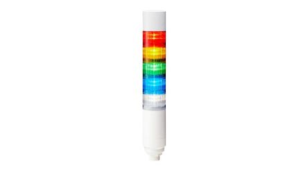 Patlite LR Series Multicolour Buzzer Signal Tower, 5 Lights, 24 V dc, Nut Mounted [LR6-502WCBW-RYGBC+FB295]; 288-1106