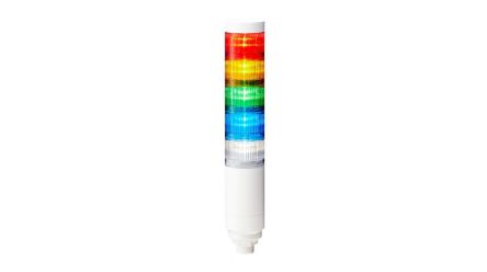 Patlite LR Series Multicolour Signal Tower, 5 Lights, 24 V dc, Nut Mounted [LR6-502WCNW-RYGBC+FB295]; 288-1107