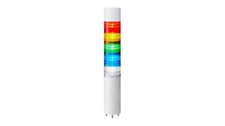 Patlite LR Series Multicolour Buzzer Signal Tower, 5 Lights, 24 V dc, Direct Mount [LR6-502WMBW-RYGBC+FB295]; 288-1108