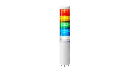 Patlite LR Series Multicolour Signal Tower, 5 Lights, 24 V dc, Direct Mount [LR6-502WMNW-RYGBC+FB295]; 288-1109