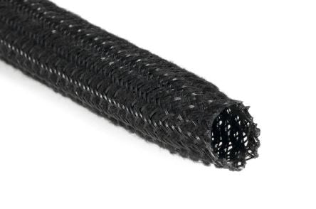 HellermannTyton Expandable Braided Polyester Black Cable Sleeve, 9mm Diameter, 100m Length, 170 Series [170-60900 HEGSAS09-PET-BK]; 288-1178