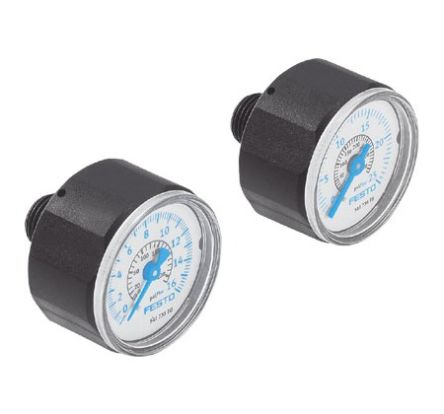 Festo R 1/4 Analogue Bourdon tube pressure gauge 16bar 27mm Outside Diameter [DPA-40-16-MA-SET]; 288-2485