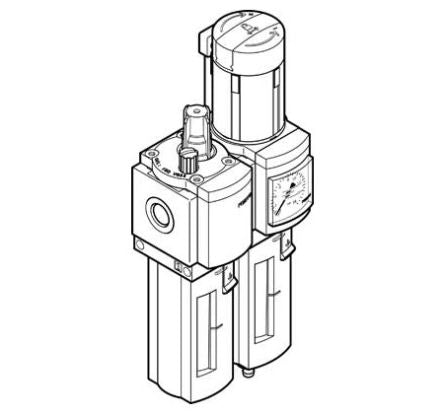 Festo G 1/4 FRL Assembly, Manual Drain, 40μm Filtration Size - With Pressure Gauge [MSB4-1/4-FRC5:J1M1-Z]; 288-2814