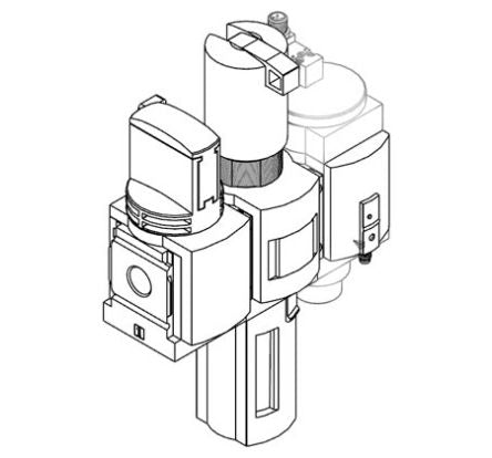 Festo G 1/2 FRL Assembly, Manual Drain, 40μm Filtration Size - With Pressure Gauge [MSB6-1/2:C3:J120:D14-WP]; 288-2815