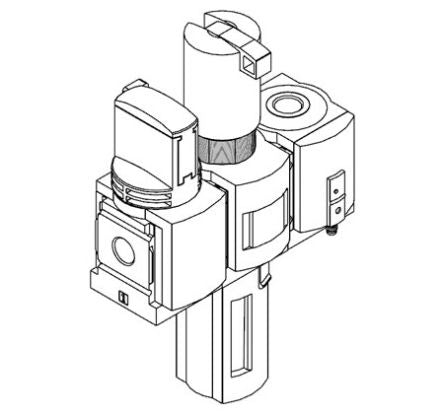 Festo G 1/2 FRL Assembly, Manual Drain, 40μm Filtration Size - With Pressure Gauge [MSB6-1/2:C3:J120:F12-WP]; 288-2816