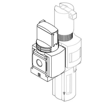 Festo G 1/2 FRL Assembly, Manual Drain, 40μm Filtration Size - With Pressure Gauge [MSB6-1/2:C3:J120-WP]; 288-2817