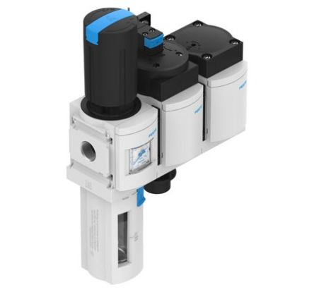 Festo G 1/2 FRL Assembly, Manual Drain, 40μm Filtration Size - With Pressure Gauge [MSB6-1/2:J1D1A1-WP]; 288-2819