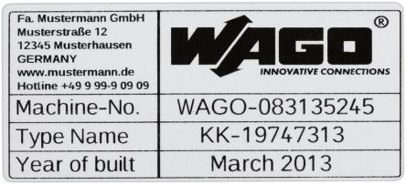 WAGO 210 Silver Black Print Label, 99mm Width, 44mm Height, 500Per Roll Qty [210-804]; 288-5109