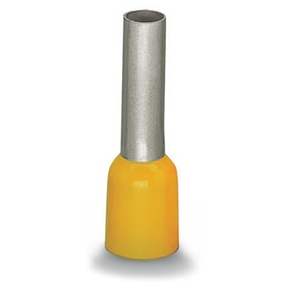 WAGO, 216 Insulated Ferrule, 20mm Pin Length, 6.9mm Pin Diameter, Yellow [216-208-1]; 288-5136