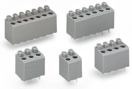 WAGO 735 Series PCB Terminal Block, 2-Contact, 5mm Pitch, Through Hole Mount, 1-Row, Push Wire Termination [735-302-1]; 288-5273