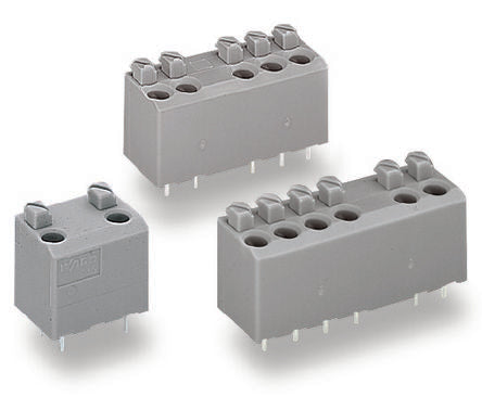 WAGO 735 Series PCB Terminal Block, 2-Contact, 5mm Pitch, Through Hole Mount, 1-Row, Push Wire Termination [735-303/001-000-1]; 288-5274