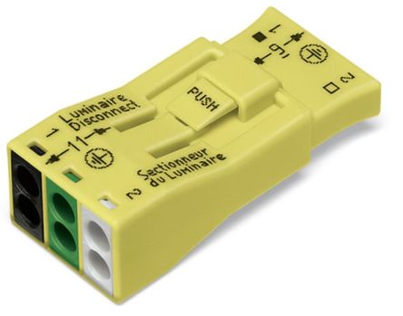 WAGO, 873 Connector, Yellow, Insulated, Copper 16 → 12 AWG [873-953-1]; 288-5313