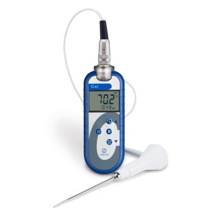 Comark C42/FKit Thermocouple Digital Thermometer for Food Industry Use, Type T Thermocouple Probe, +400°C Max, ±0.2 °C [C42/FKit]; 288-6337