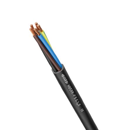 Lapp H05RR-F Control Cable, 2 Cores, 1.5 mm², Unscreened, Black Rubber Sheath, 16 [1600205]; 288-6611