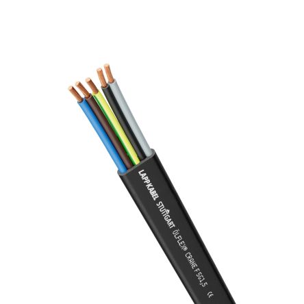 Lapp OLFLEX CRANE F Control Cable, 7 Cores, 1.5 mm², Unscreened, Black Rubber Sheath, 16 [41043]; 288-6655
