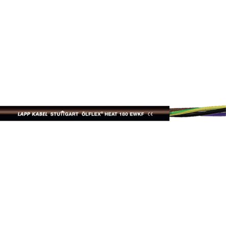 Lapp OLFLEX HEAT 180 EWKF Control Cable, 2 Cores, 0.75 mm², Unscreened, Black Silicone Sheath, 18 [46500]; 288-6667