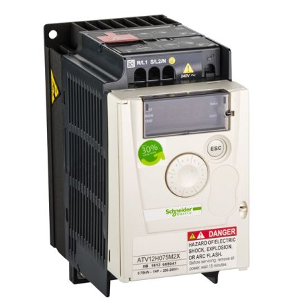 Schneider Electric Variable Speed Drive, 0.75 kW, 1 Phase, 240 V, 4.2 A, Altivar 12 Series [ATV12H075M2X]; 288-7138