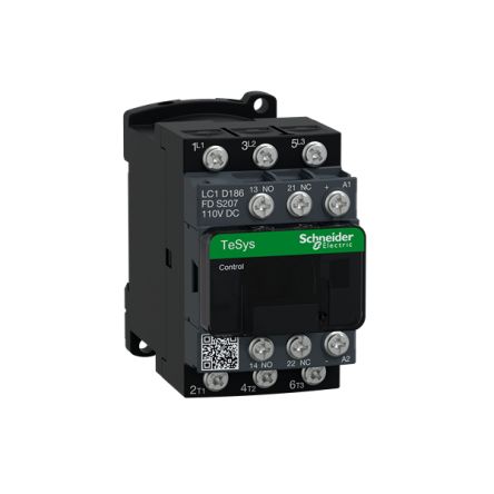 Schneider Electric LC1D Contactor 3NO, 18 A Contact Rating, 440 V dc, 3, TeSys Deca [LC1D186FDS207]; 288-7246