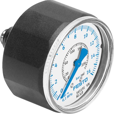 Festo R 1/8 Analogue Pressure Gauge 16bar Inline 27mm Outside Diameter [MA-27-16-R1/8]; 288-7766