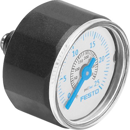 Festo R 1/8 Analogue Pressure Gauge 25bar Inline 27mm Outside Diameter [MA-27-25-R1/8]; 288-7767