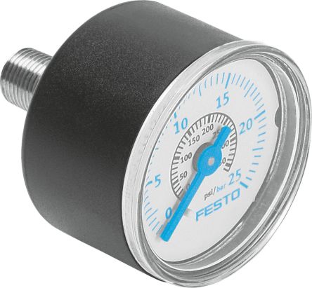 Festo G 1/4 Analogue Pressure Gauge 25bar Inline 25mm Outside Diameter [MA-40-25-G1/4-EN]; 288-7770