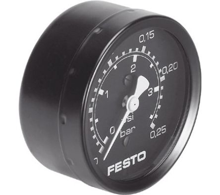 Festo G 1/4 Analogue Pressure Gauge 25bar Inline 63mm Outside Diameter [MA-63-0,25]; 288-7773