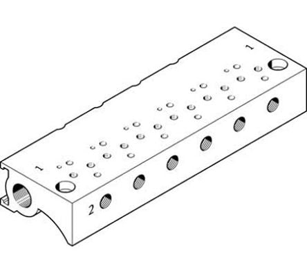 Festo MHA1 series 8 station Metric M3 Manifold for use with Valves, 197210 [MHA1-P8-2-M3]; 288-7807