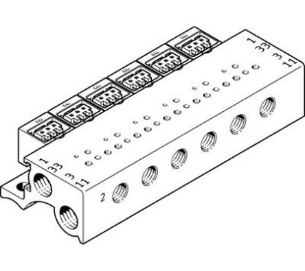Festo MHA1 series 8 station Metric M3 Manifold for use with Valves, 197225 [MHA1-PR8-3-M3-PI]; 288-7828