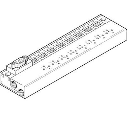 Festo MHP1 series 8 station M7 Manifold Block for use with Valves, 197235 [MHP1-PR8-3-PI-D9]; 288-7896
