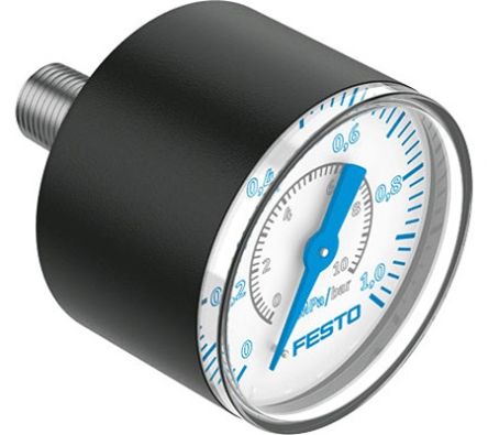 Festo R 1/8 Analogue Pressure Gauge 10bar Inline 40mm Outside Diameter [PAGN-40-1M-R18-1.6]; 288-7943