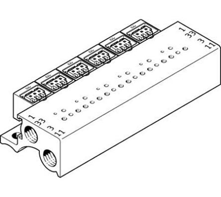 Festo MHP1 series 10 station M7 Manifold Block for use with Valves, 197216 [MHP1-PR10-3-PI]; 288-7968