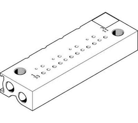 Festo MHP1 series 2 station M5 Manifold Block for use with Valves, 197242 [MHP1-PR2-3-PI-PCB]; 288-7974