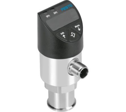 Festo Pressure Sensor, 15 - 35V dc, IP65, IP67 100 bar [SPAW-P100R-G14F-2PV-M12]; 288-8358